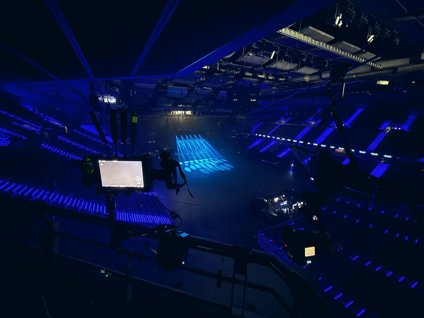 Puesto del cablecam Linecam en el Movistar Arena (antiguo WiZink Center)